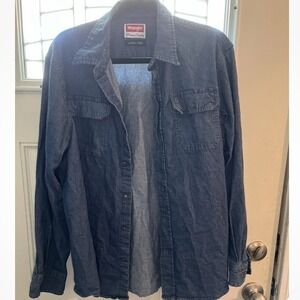 Wrangler Premium Quality Comfort Flex Denim Shirt XL‎ Mens Button Up